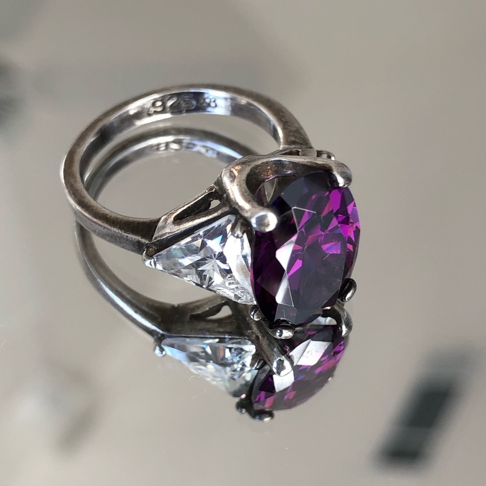 925 Stamped Amethyst Ring Size 7 1/2 Preloved